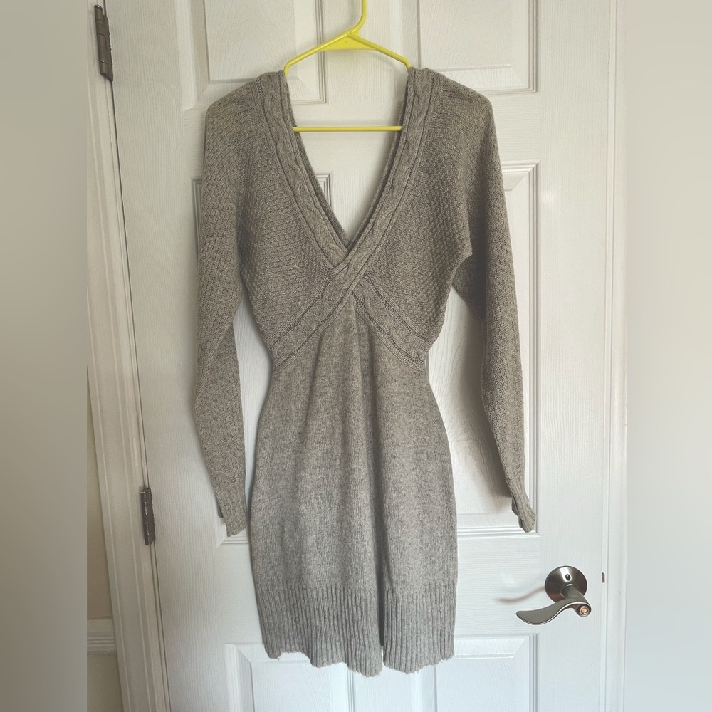 Bebe Light Gray Knit Sweater Dress S